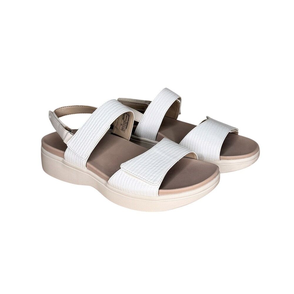 Vionic Fay Orthotic Comfort Platform Sandal White Raffia Women's Size 10